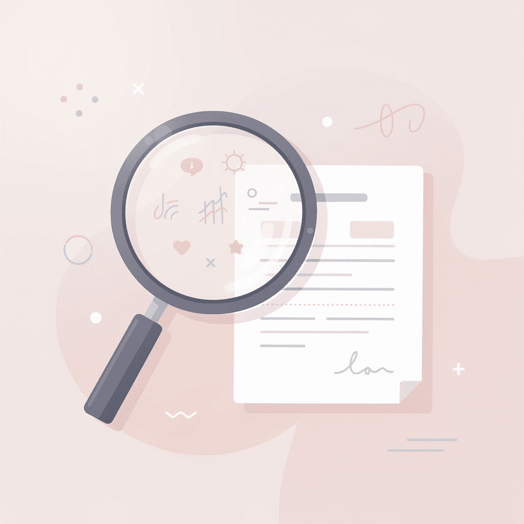 Magnifying glass examining Arabic letters representing careful study and verification