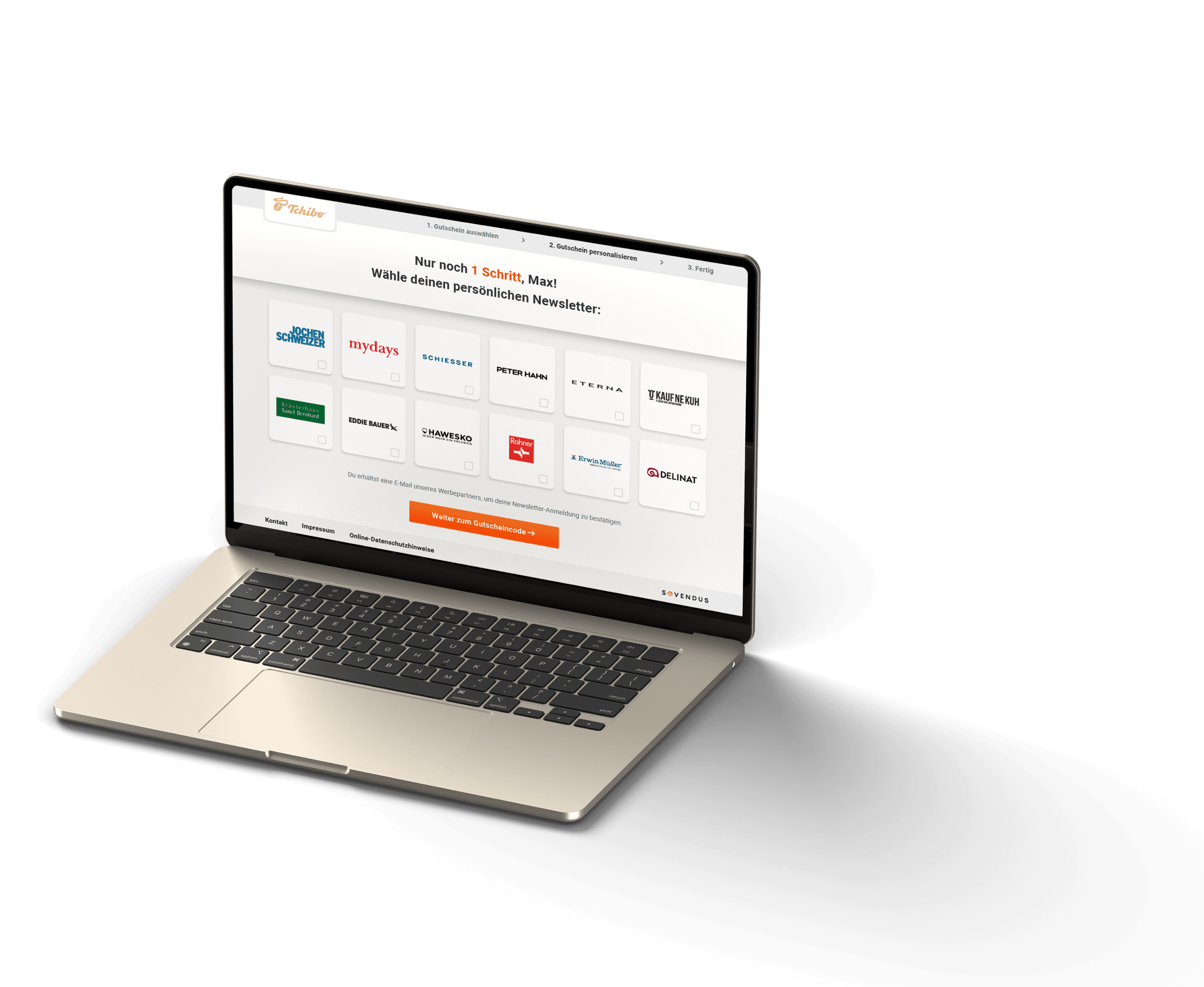 Laptop mit Sovendus Leads Produkt-Screen
