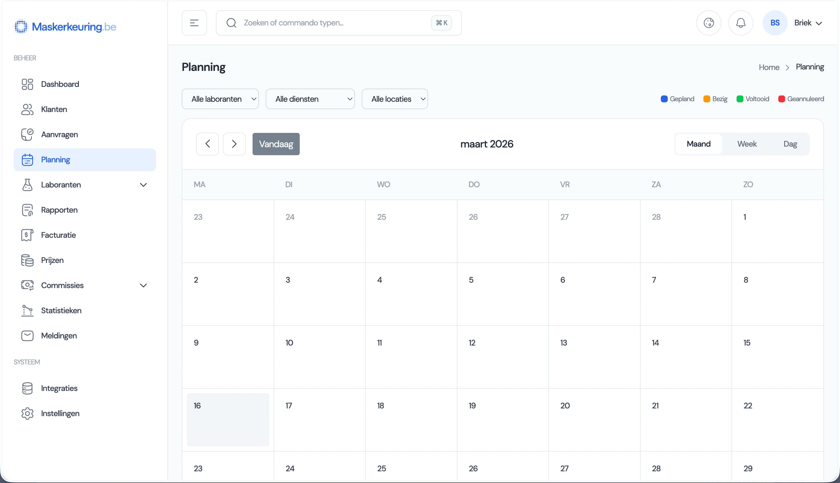 Picture of the Stasis dashboard.