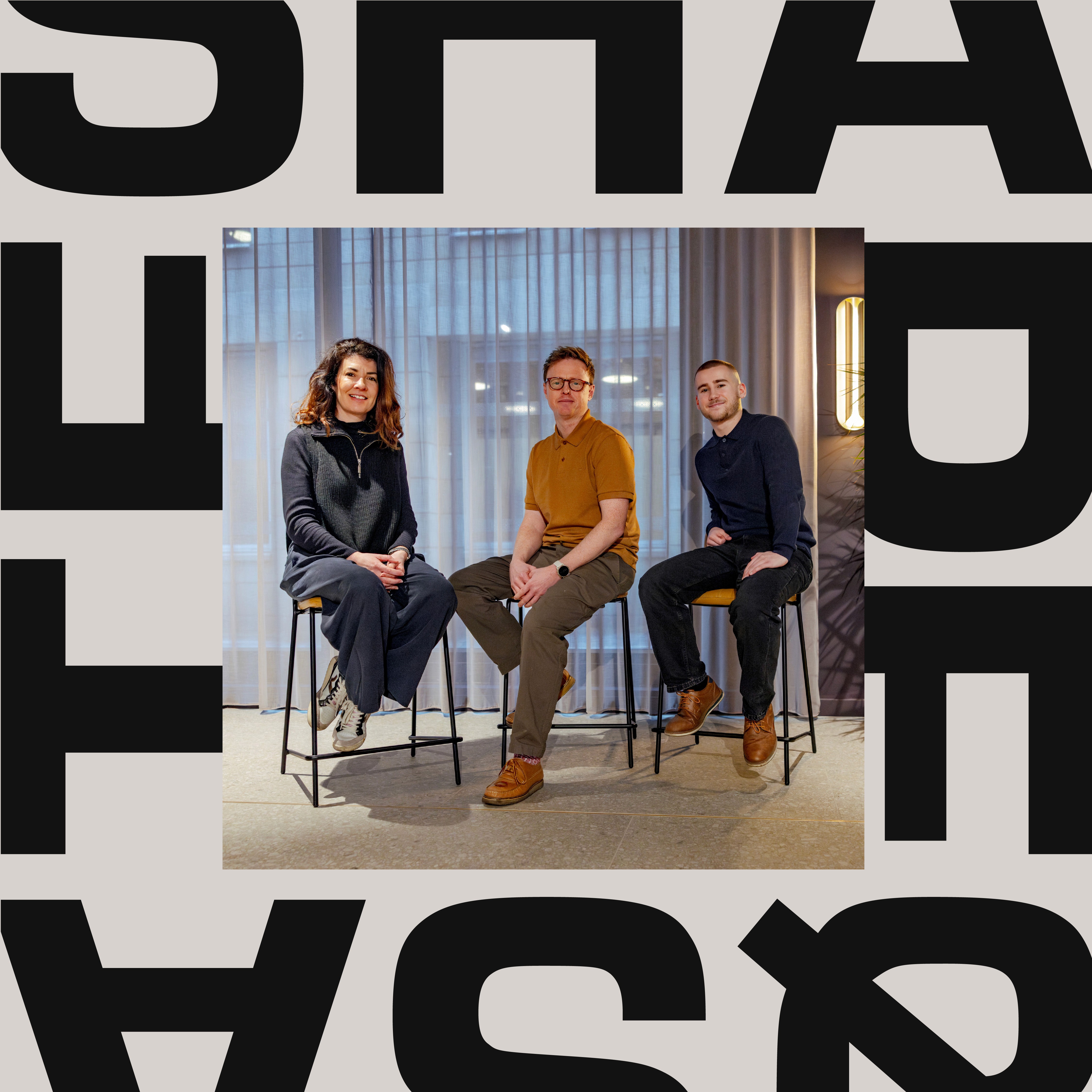 Streetside billboard with flyposters of the Batch.Works brand and illustrations