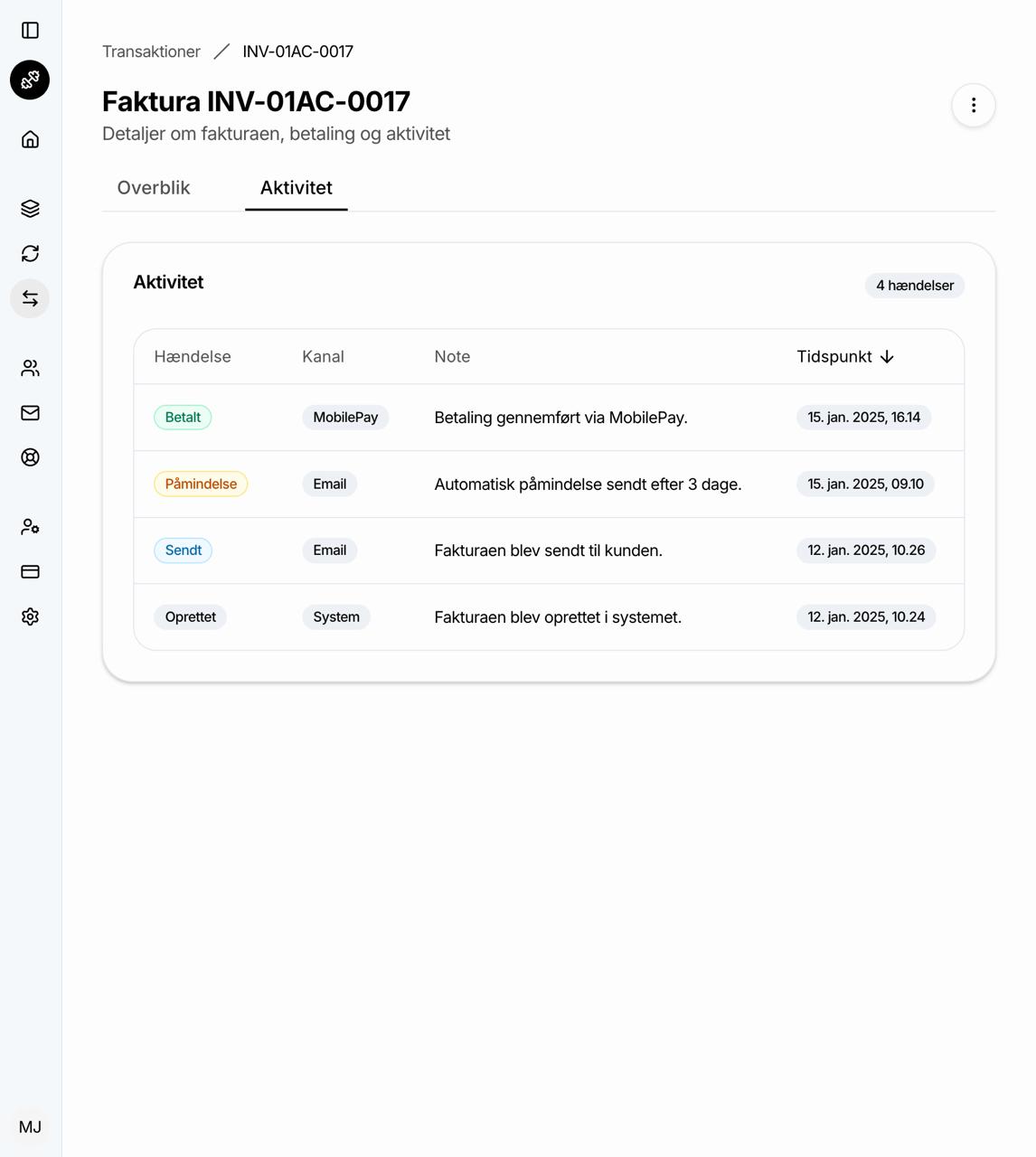 Automatisk betalingssystem og fakturahåndtering der synkroniserer med bogføring og sender rykkere automatisk.