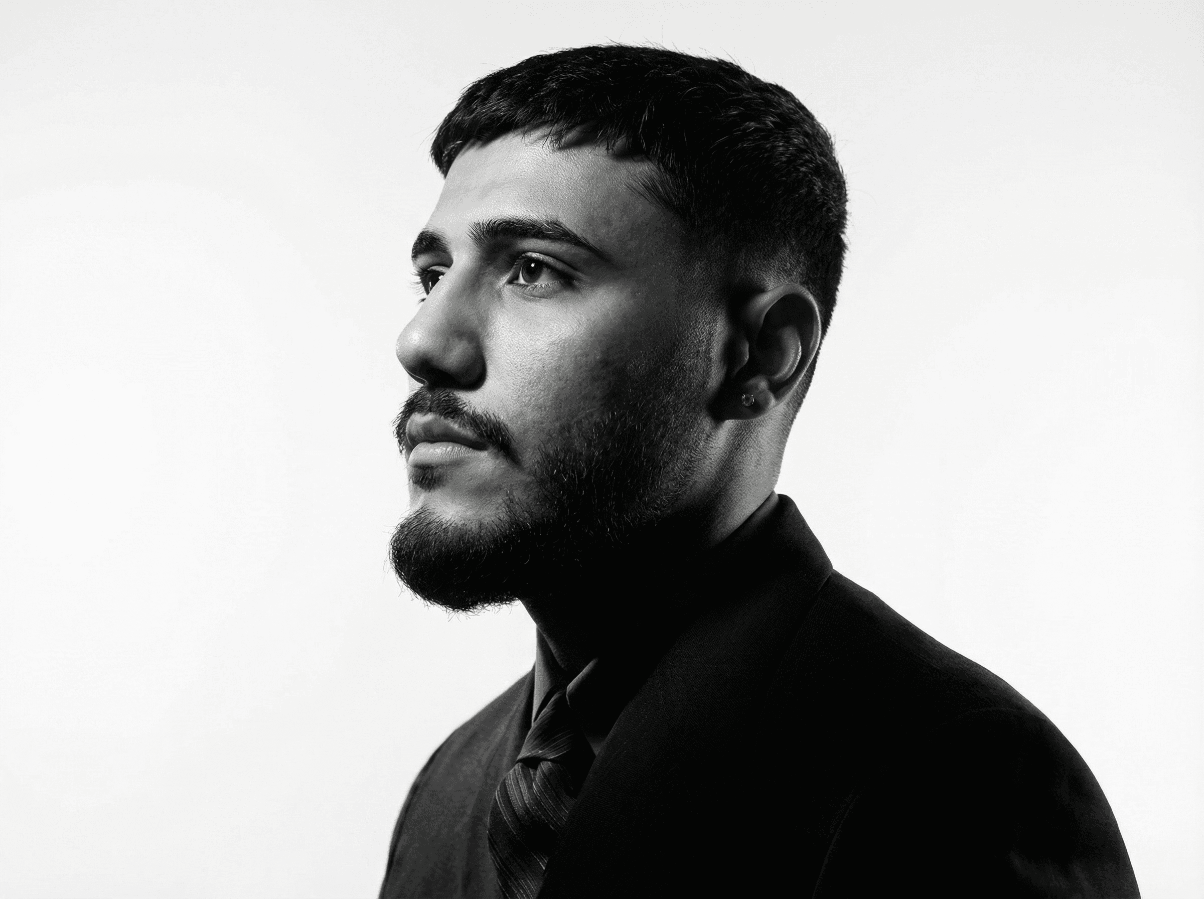 A young man with short hair wearing a white shirt, smiling and looking directly at the camera.