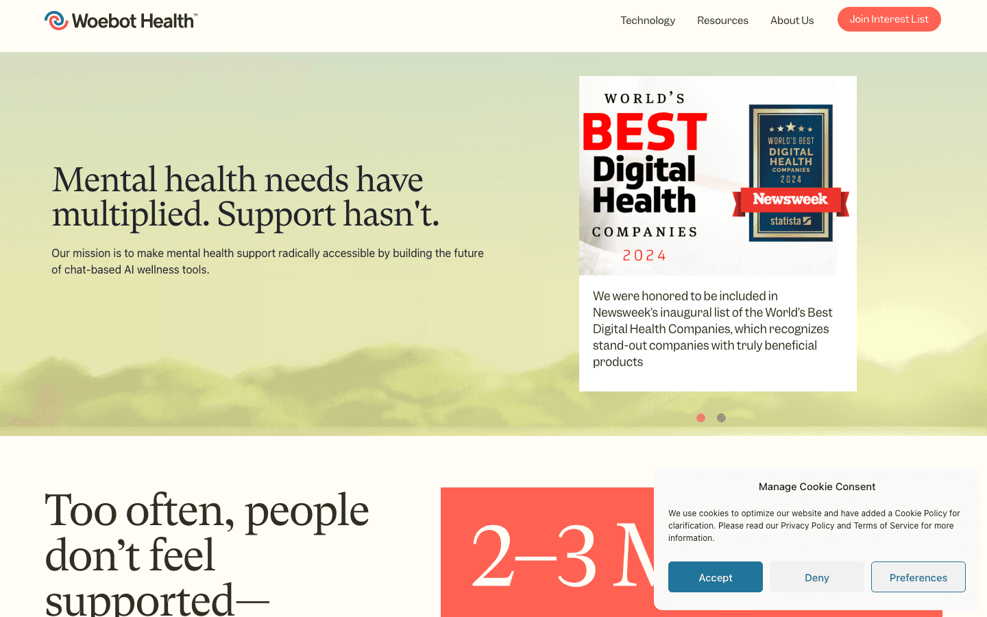 Woebot website screenshot