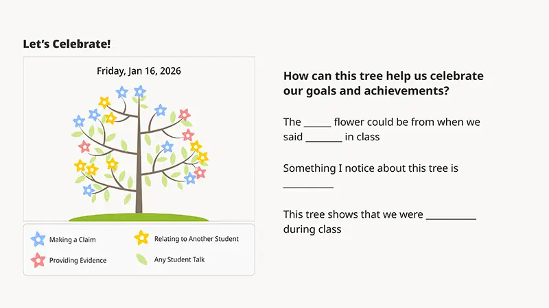 Talk Trees celebration screen example