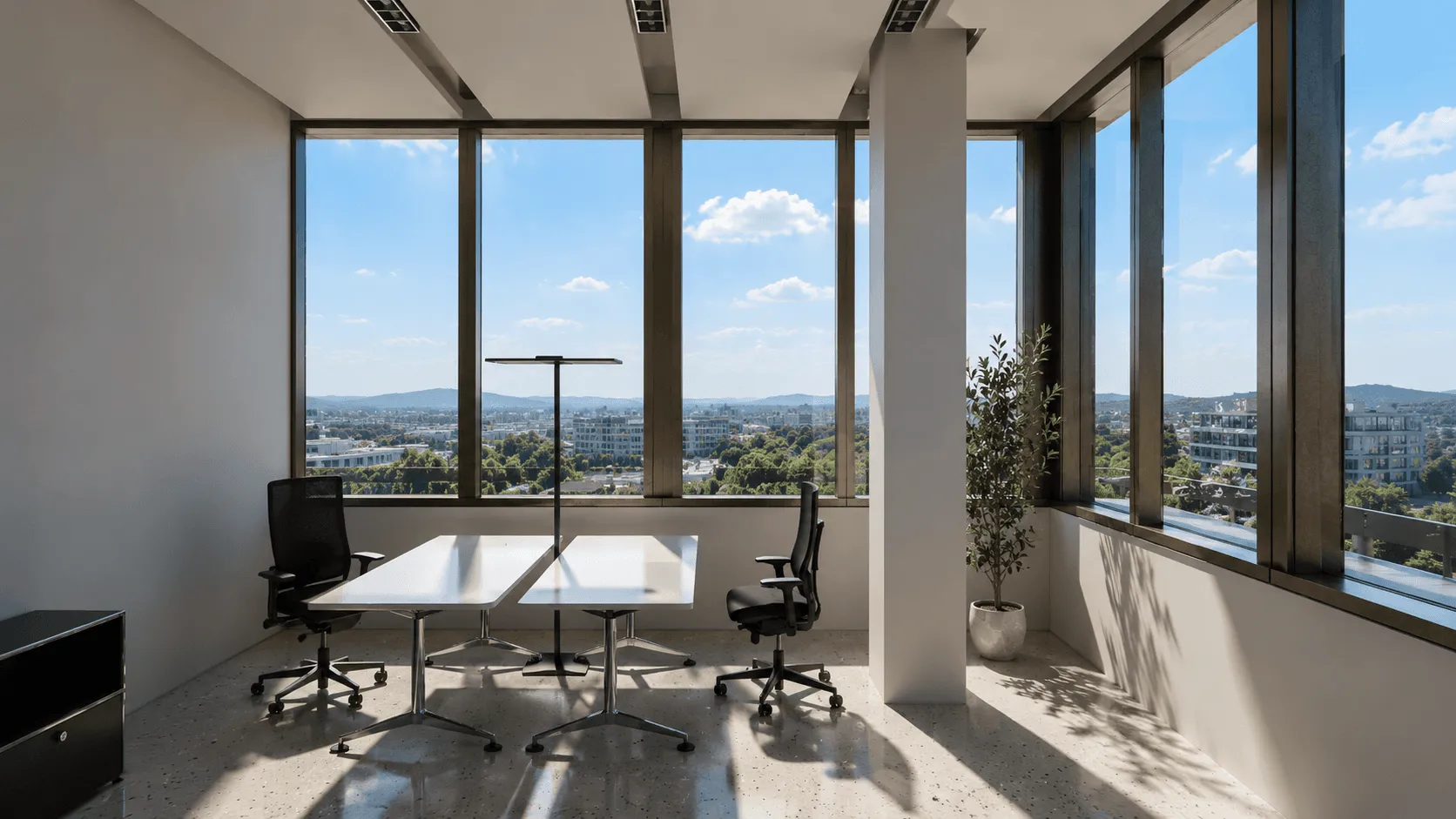 3D render of an office space of the building