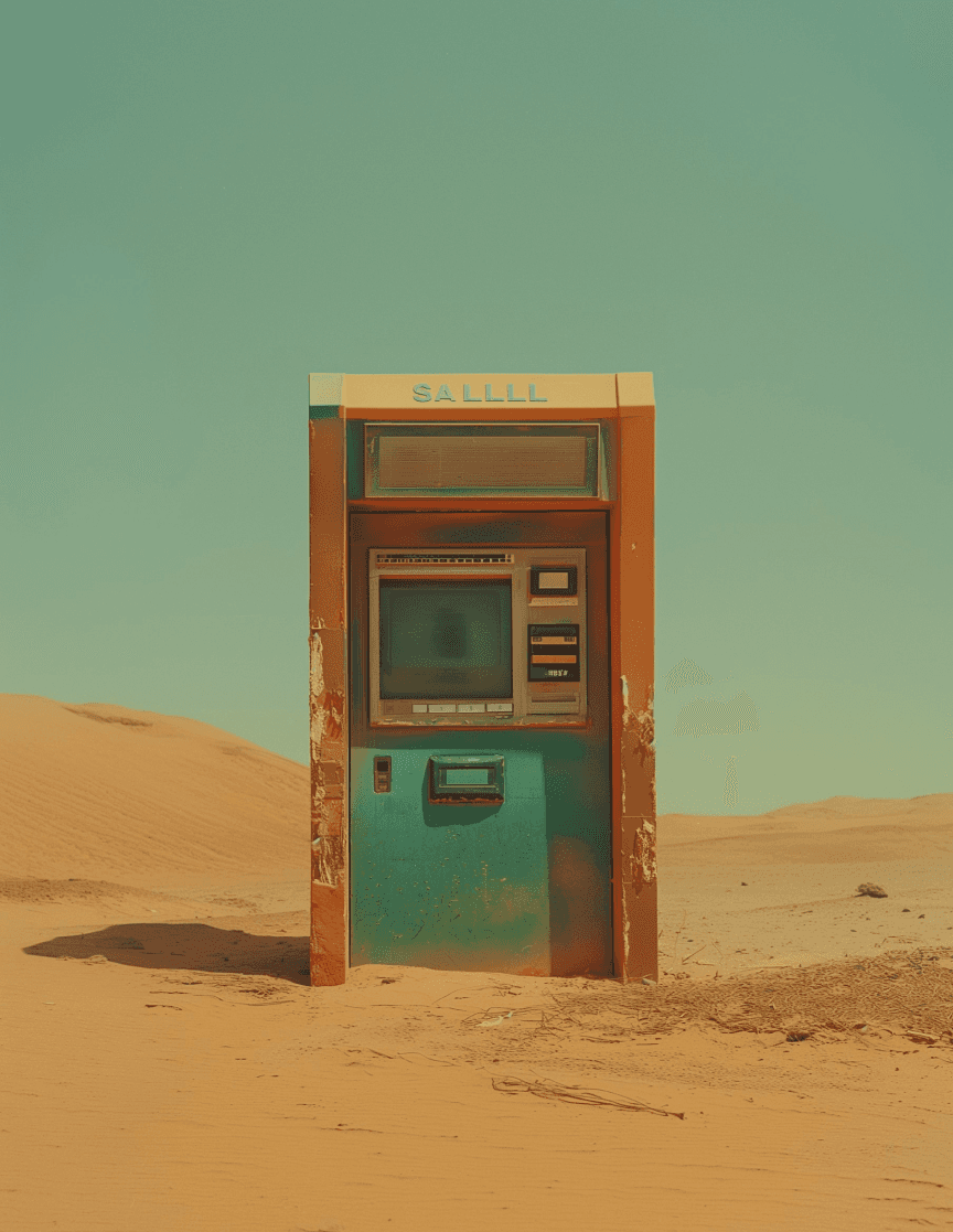 An atm maching in desert