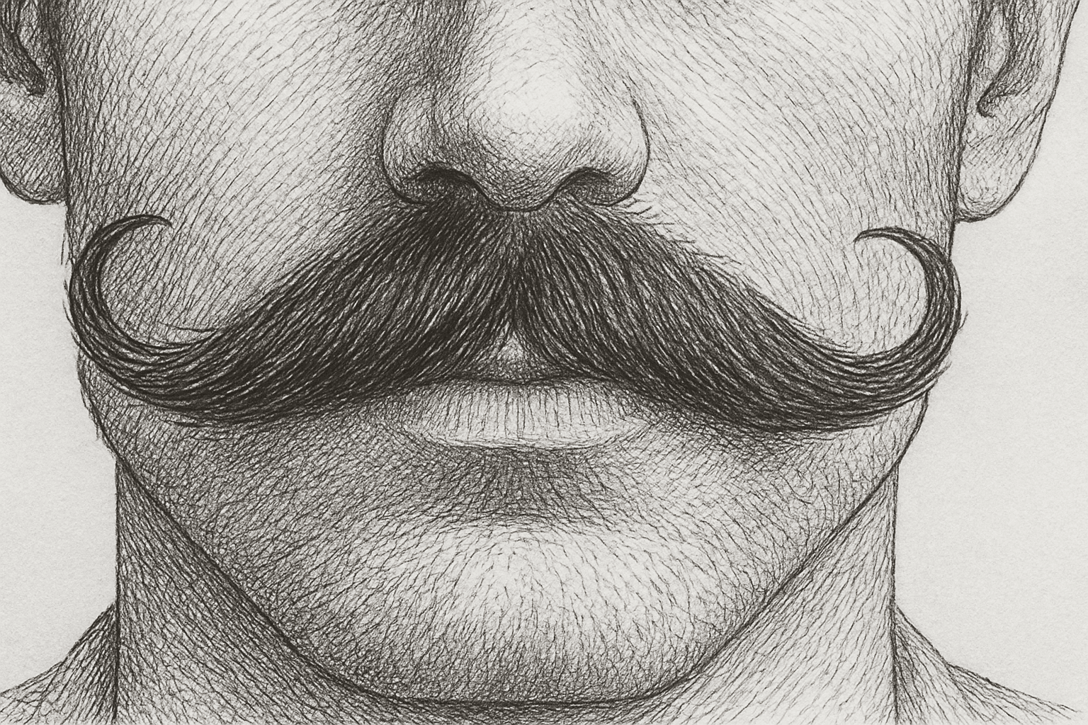 Modern handlebar moustache with small curled tips.