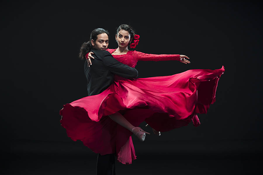 Serene woman with leaf shadows