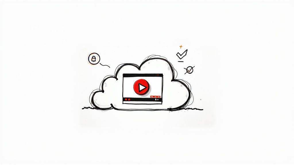 A person dragging a video file into a cloud storage folder on their computer screen.