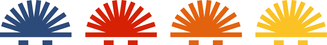 Rainbow strip of 4 Final Frontier hedgehog logos next to each other