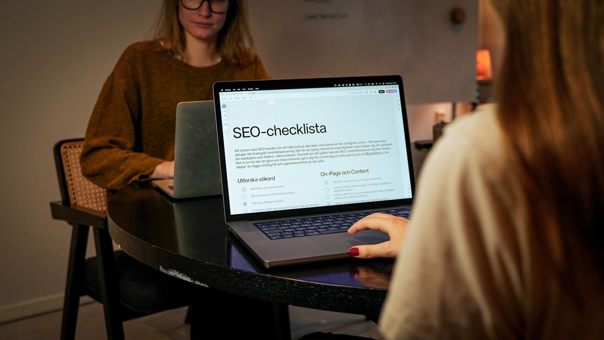 Skärm som visar SEO-checklistan