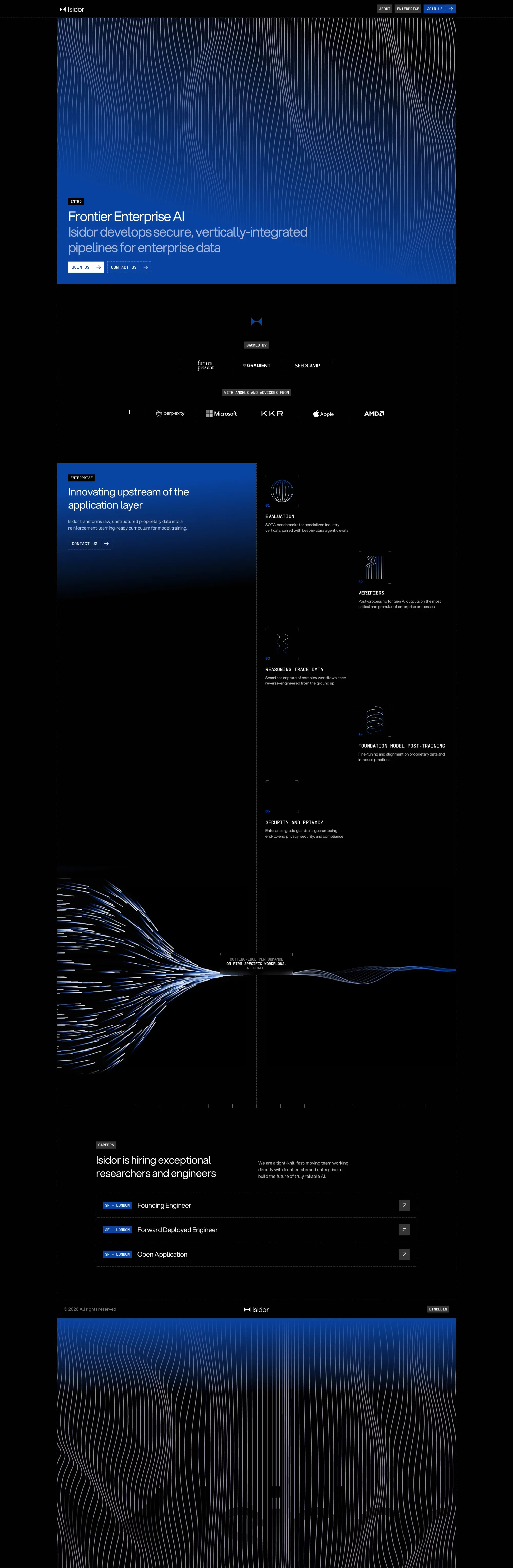 Isidor landing page screenshot showcasing AI and Tech design