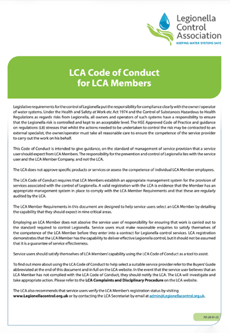 LCA code of conduct certificate