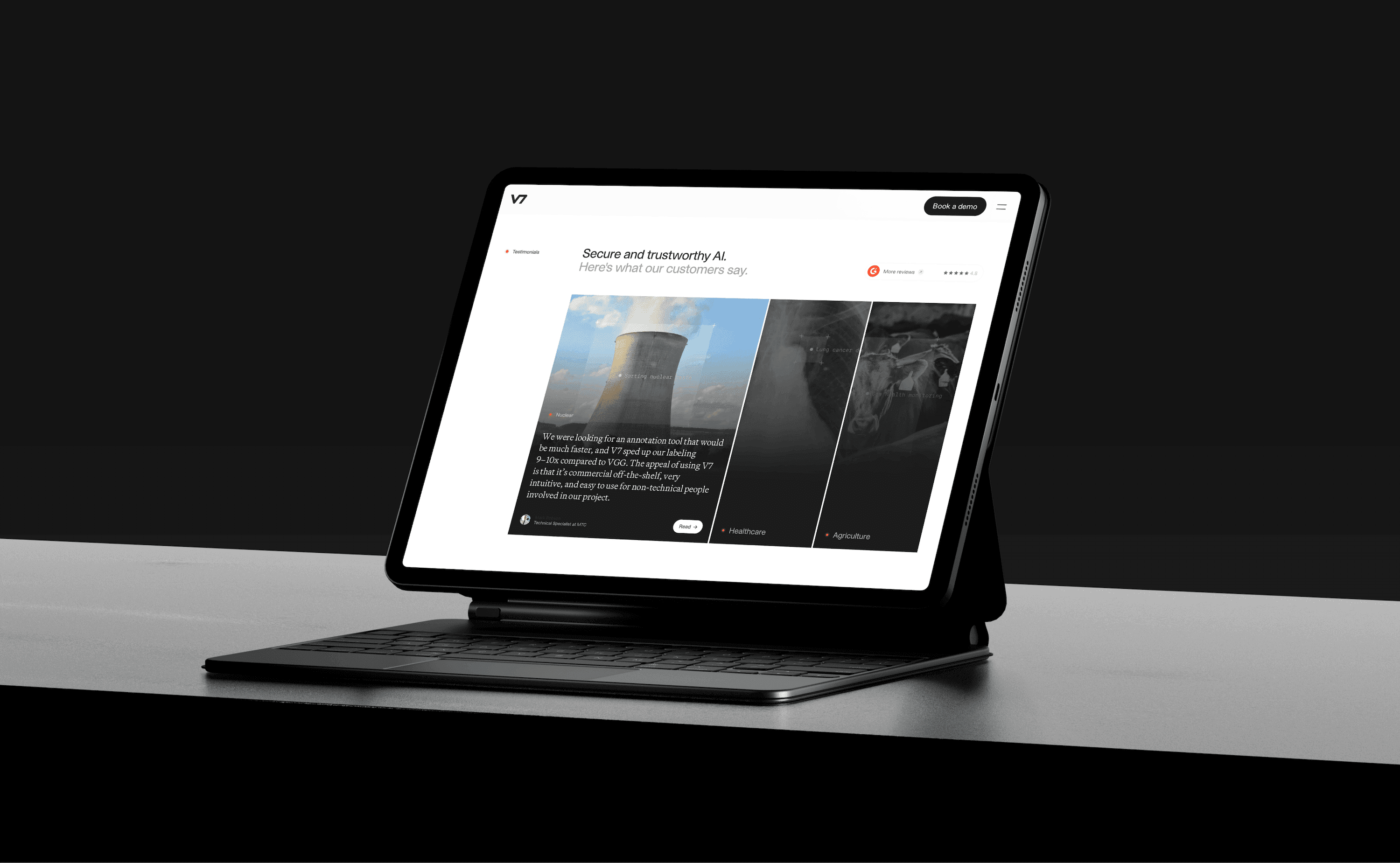 Testimonials V7 Labs Darwin Landing Page