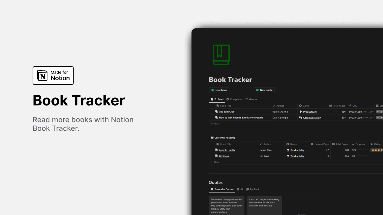 Notion Book Tracker template