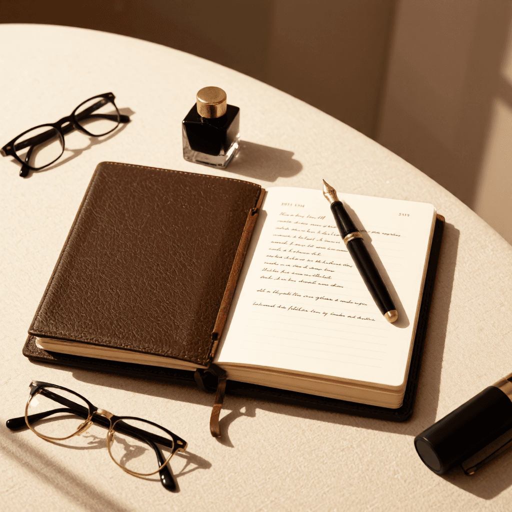 product photography of luxury writing set
