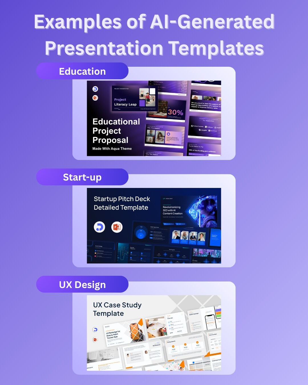 examples of AI-generated presentation templates