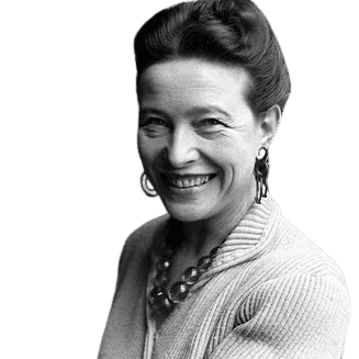 A black-and-white photograph of a smiling woman with her hair styled in an updo, wearing a light cardigan, hoop earrings, and a chunky necklace. Her cheerful expression and casual attire suggest a candid, friendly moment, captured in a softly lit indoor setting. The timeless feel of the image reflects both grace and approachability.