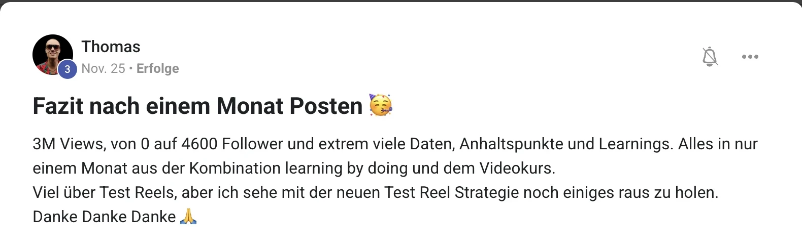Kundenstimme KI Creator Akademie: Thomas erzielt 3 Mio. Views und 4.600 Follower in einem Monat