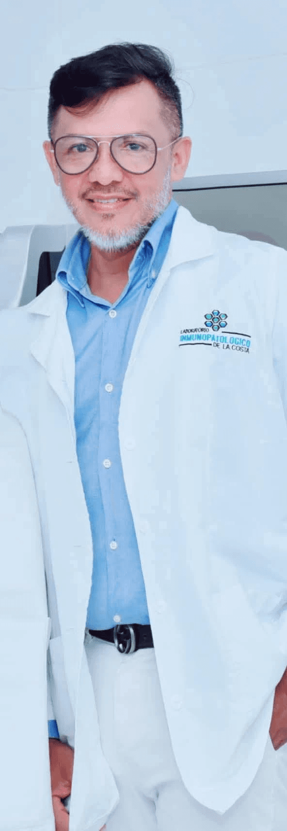 Thumbs up from lab technician for successful chemical delivery