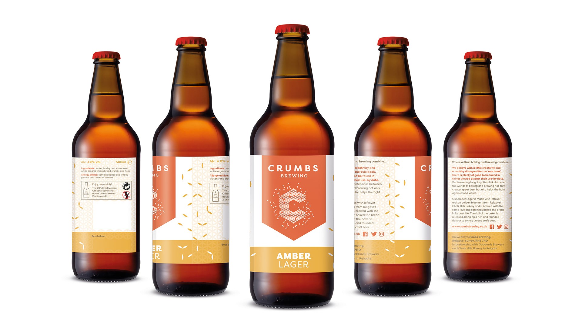 Crumbs packaging label design on white showing full label