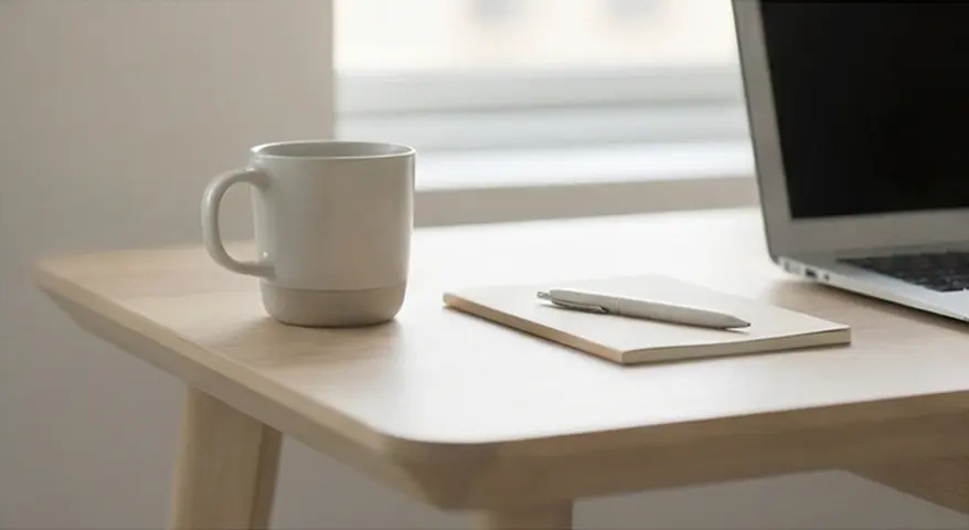 Werkplek met laptop en administratiedocumenten