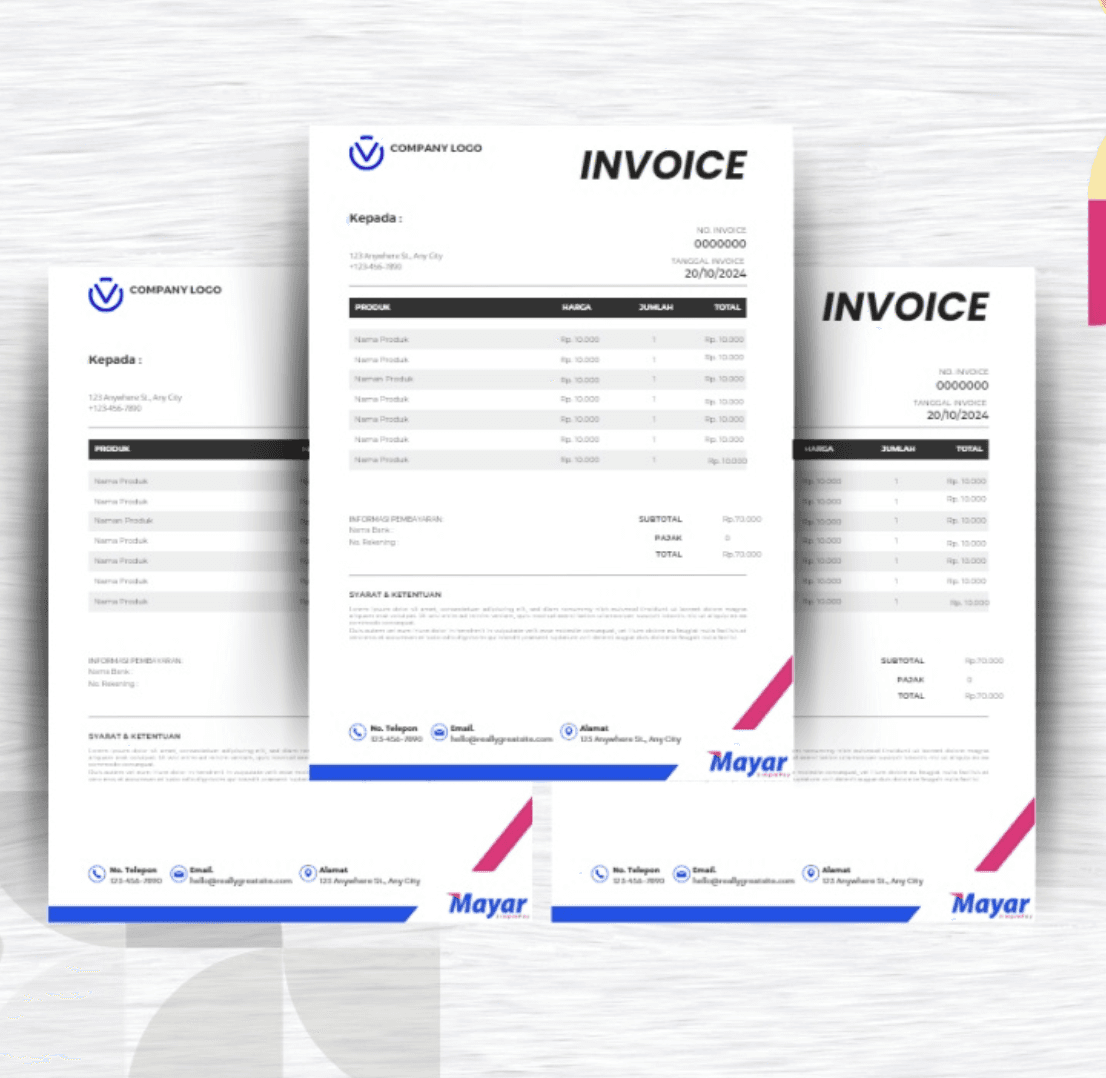 template invoice pdf siap pakai
