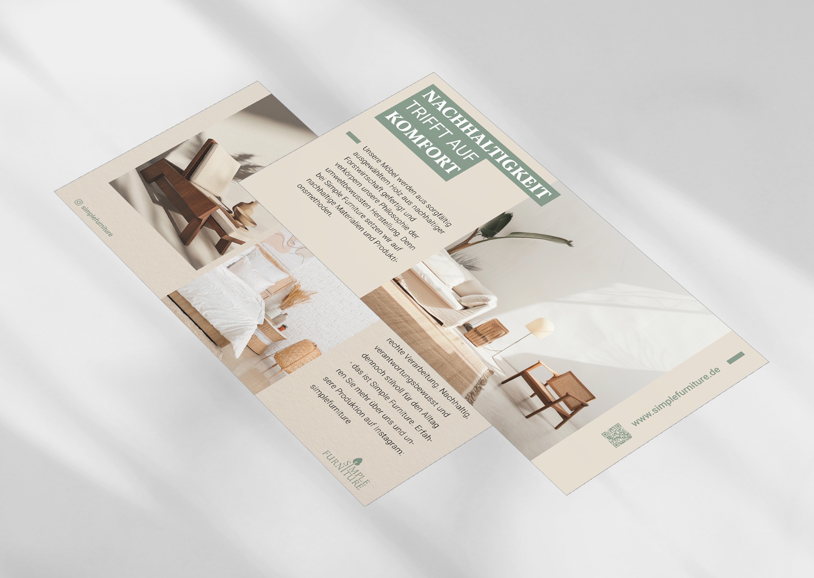 Informationsflyer für Simple Furniture im nachhaltigen Corporate Design