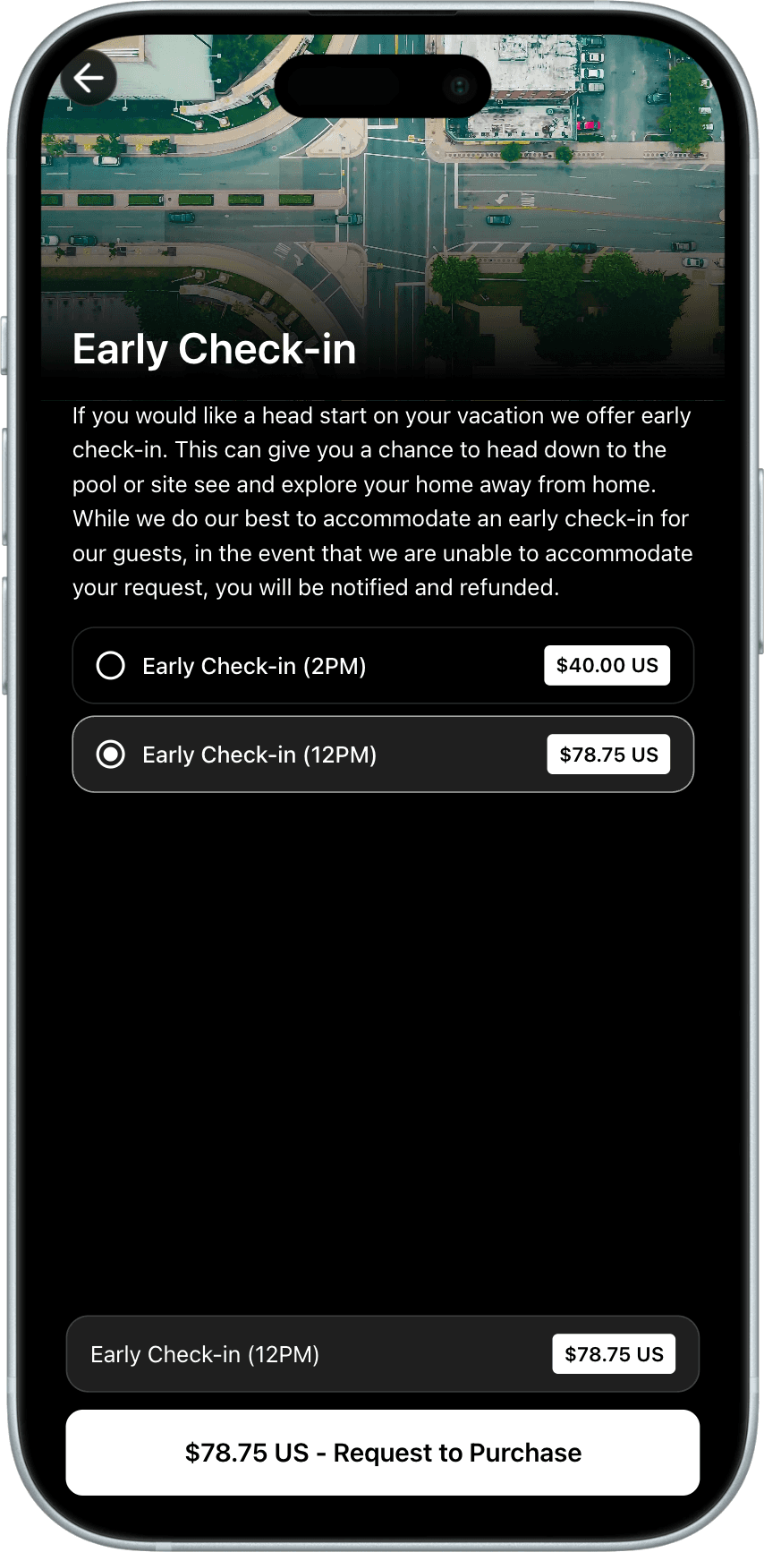 Boarding Pass selected screen