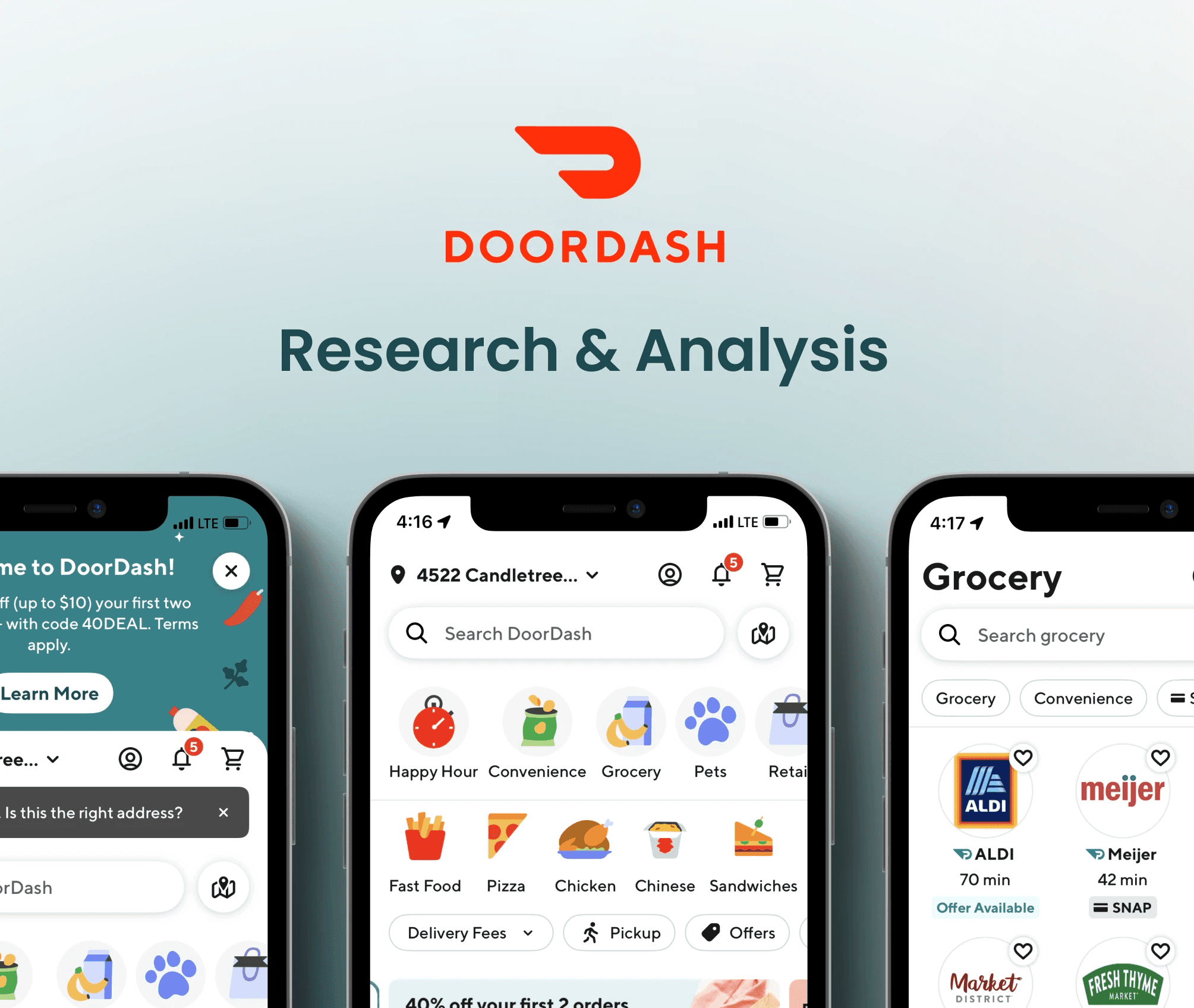 Doordash app screens