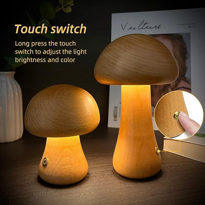 Stylish wooden mushroom lamp that enhances home decor with its premium build and aesthetic.