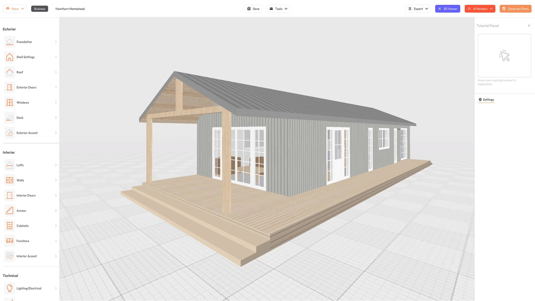 Hawthorn Homestead Granny Flat model preview in Tiny Easy's 3D Designer