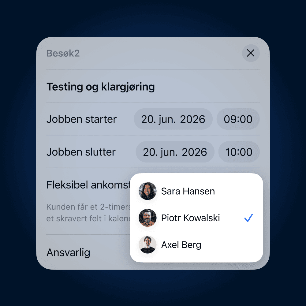 Programvare der alle jobber samles på ett sted med detaljer, tidsplan og ansvar som følger jobben fra start til slutt