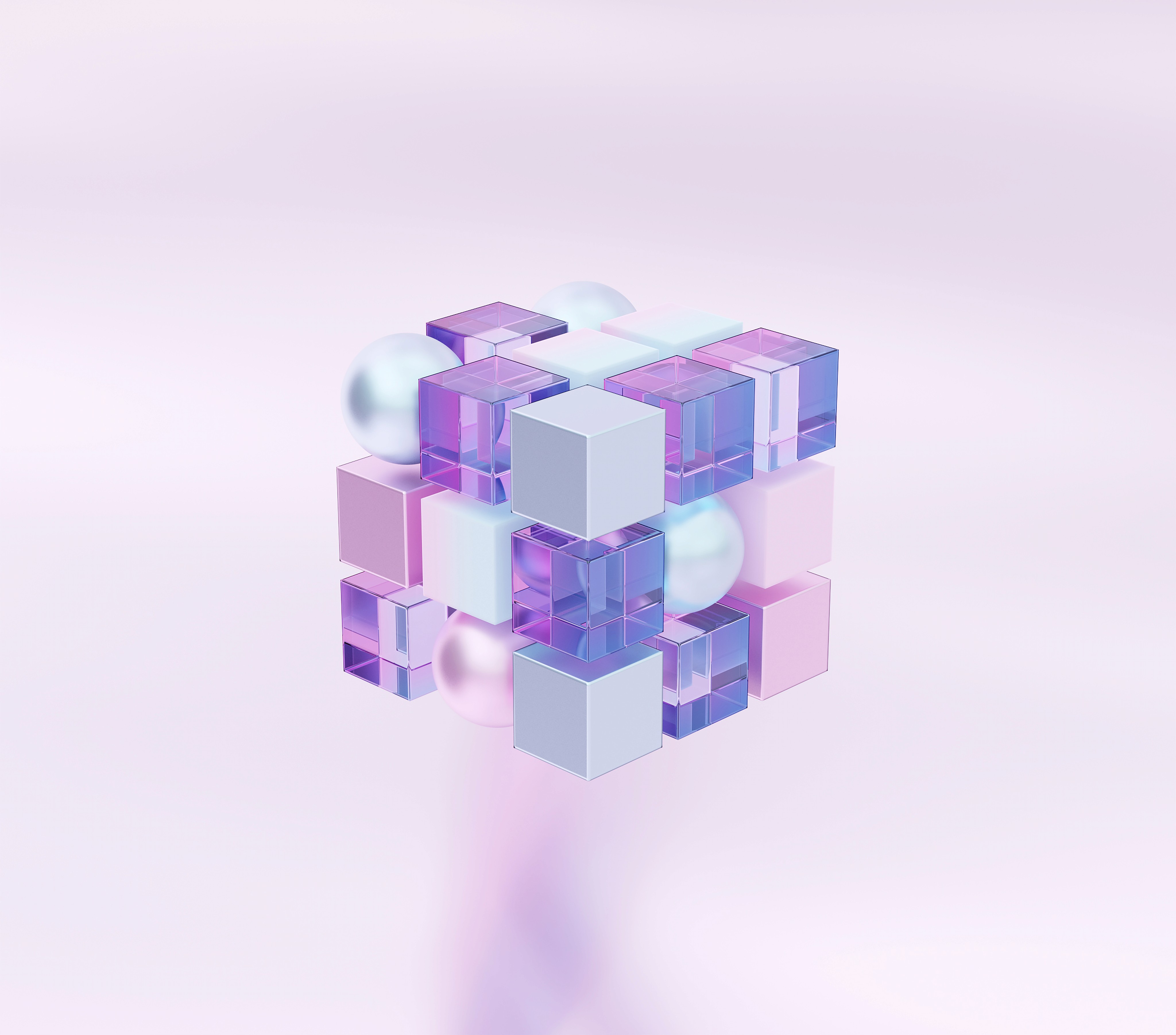 3D cube with pink background