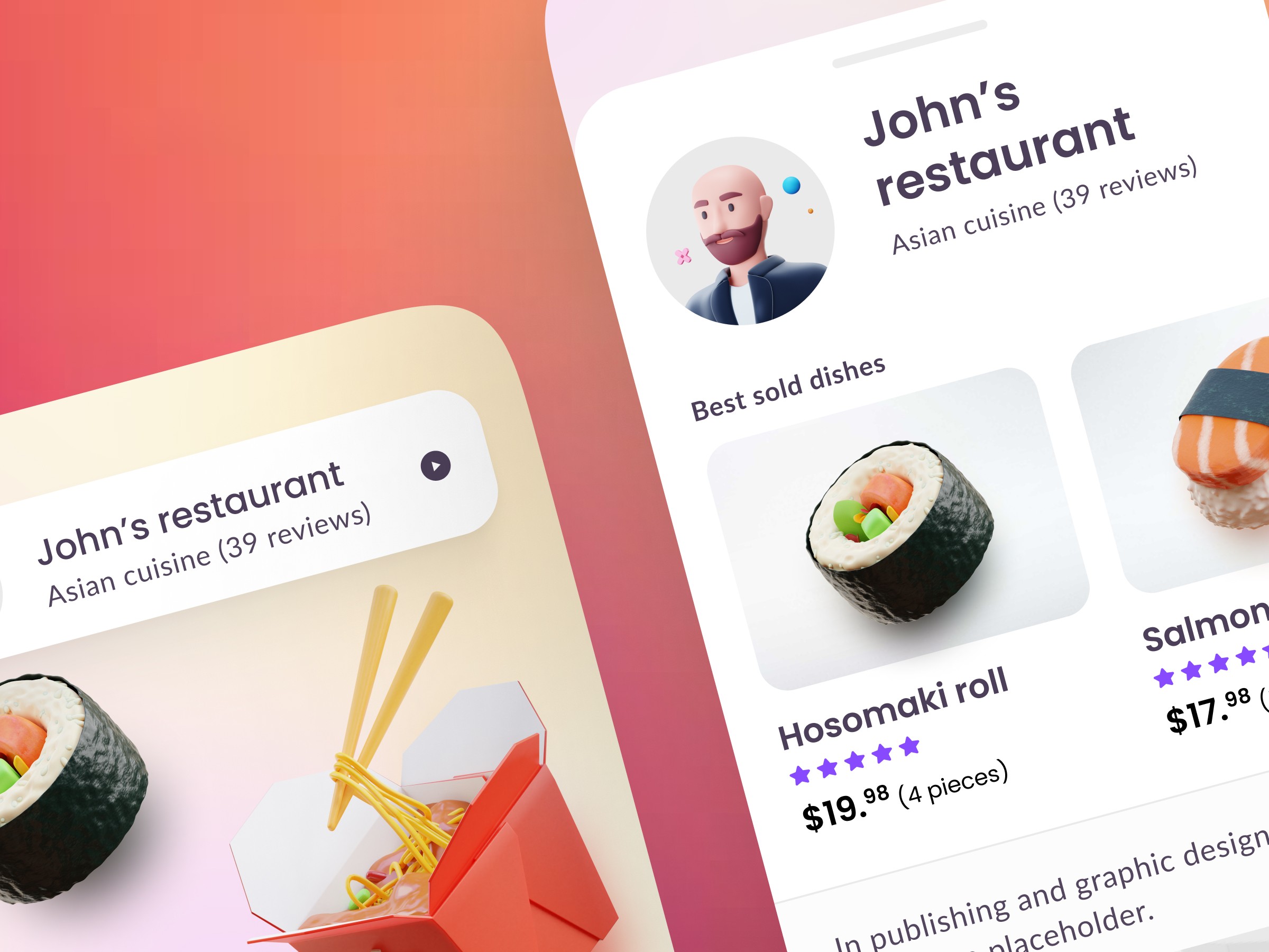 restaurant mobile app ui ux sushi asian cuisine freebie