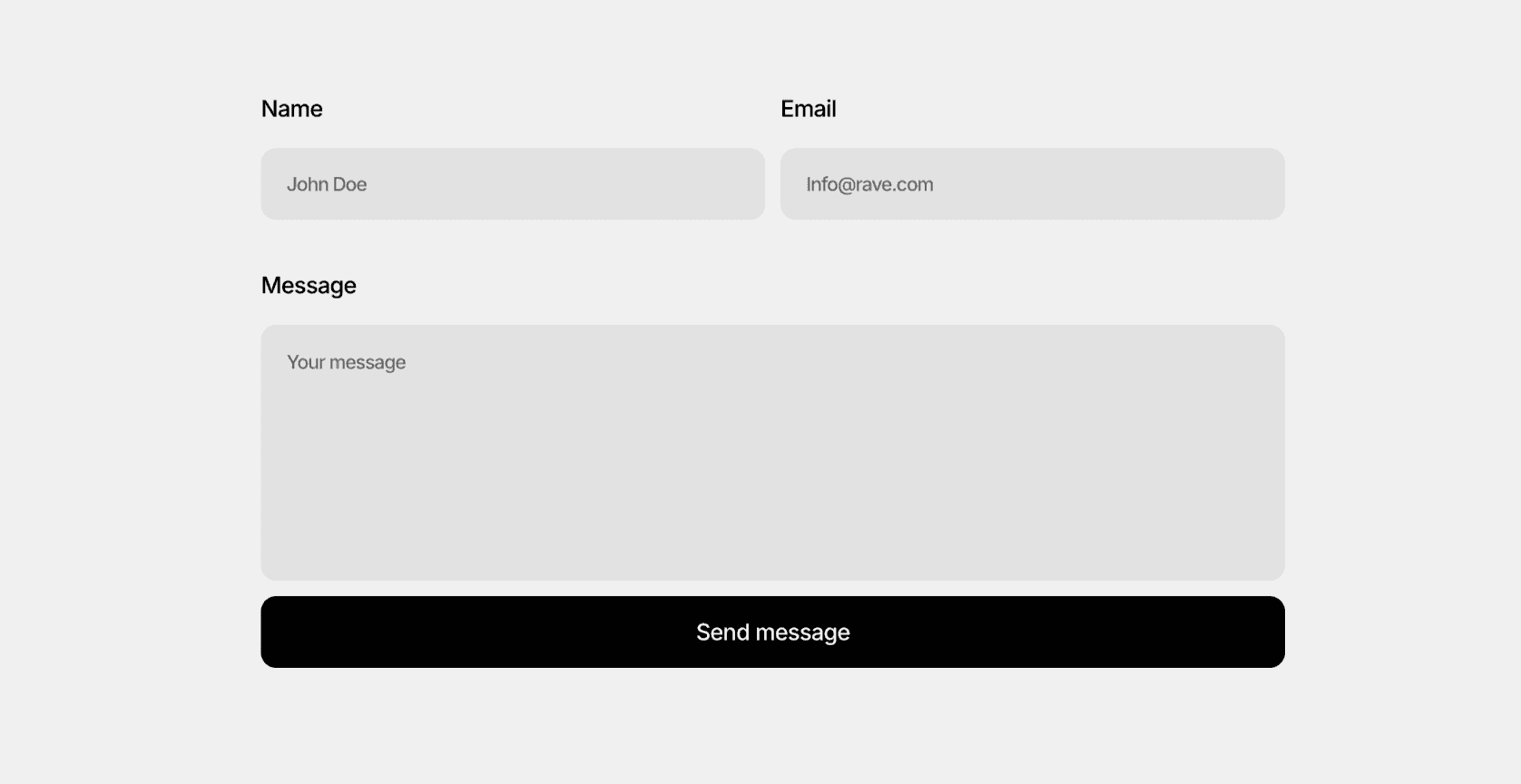 Contact form layout with input fields and submit button