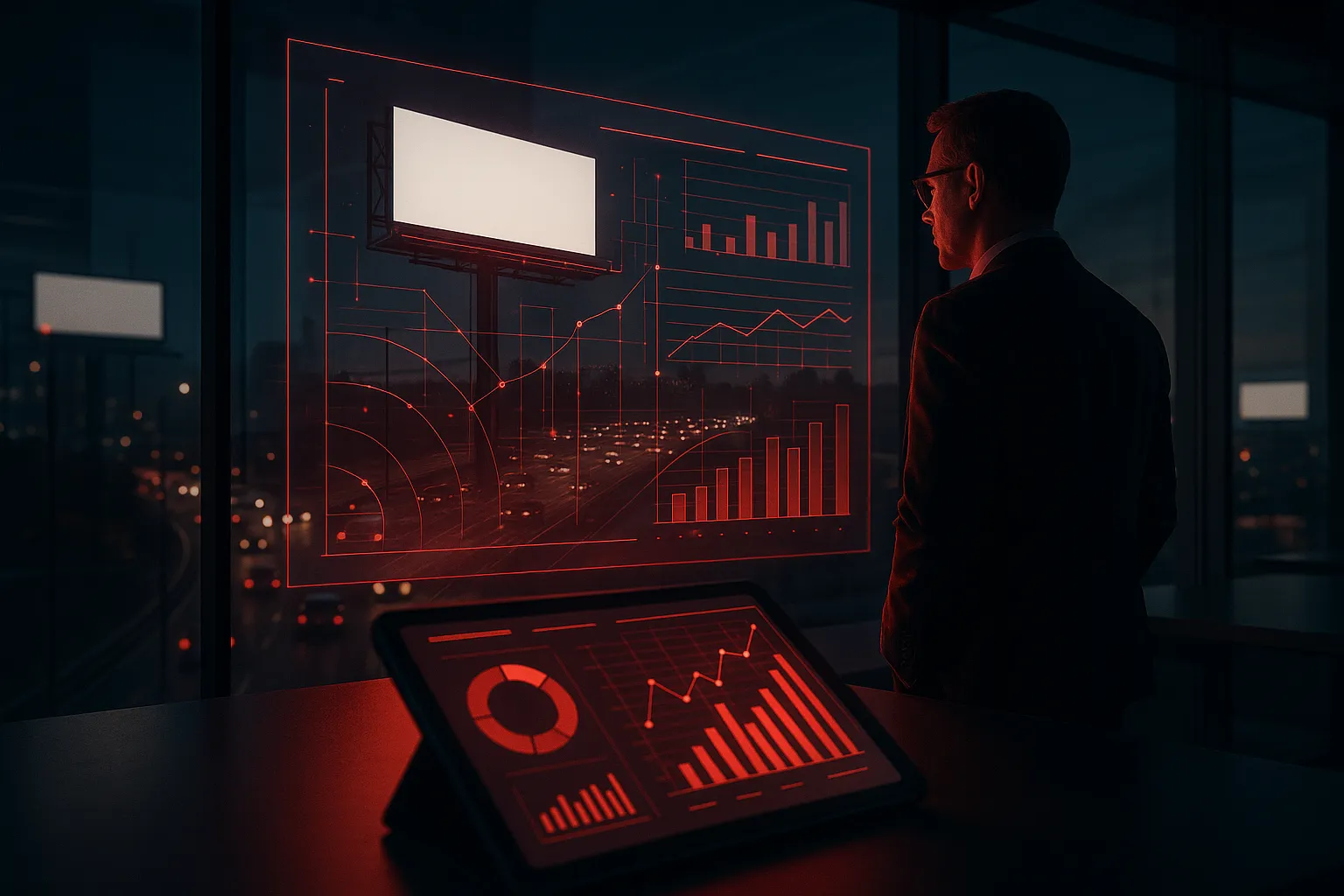 RockN' Socials: Digital Marketing insights displayed on futuristic screens.