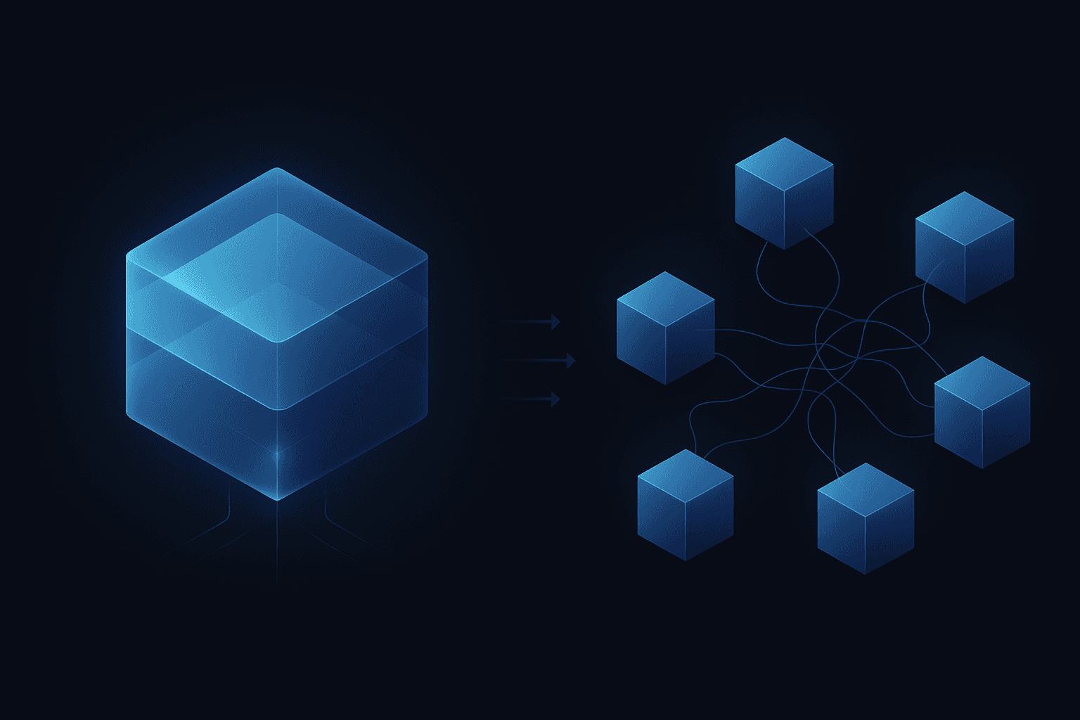 Unified multi-layer platform cube contrasted with scattered single-function point-solution blocks