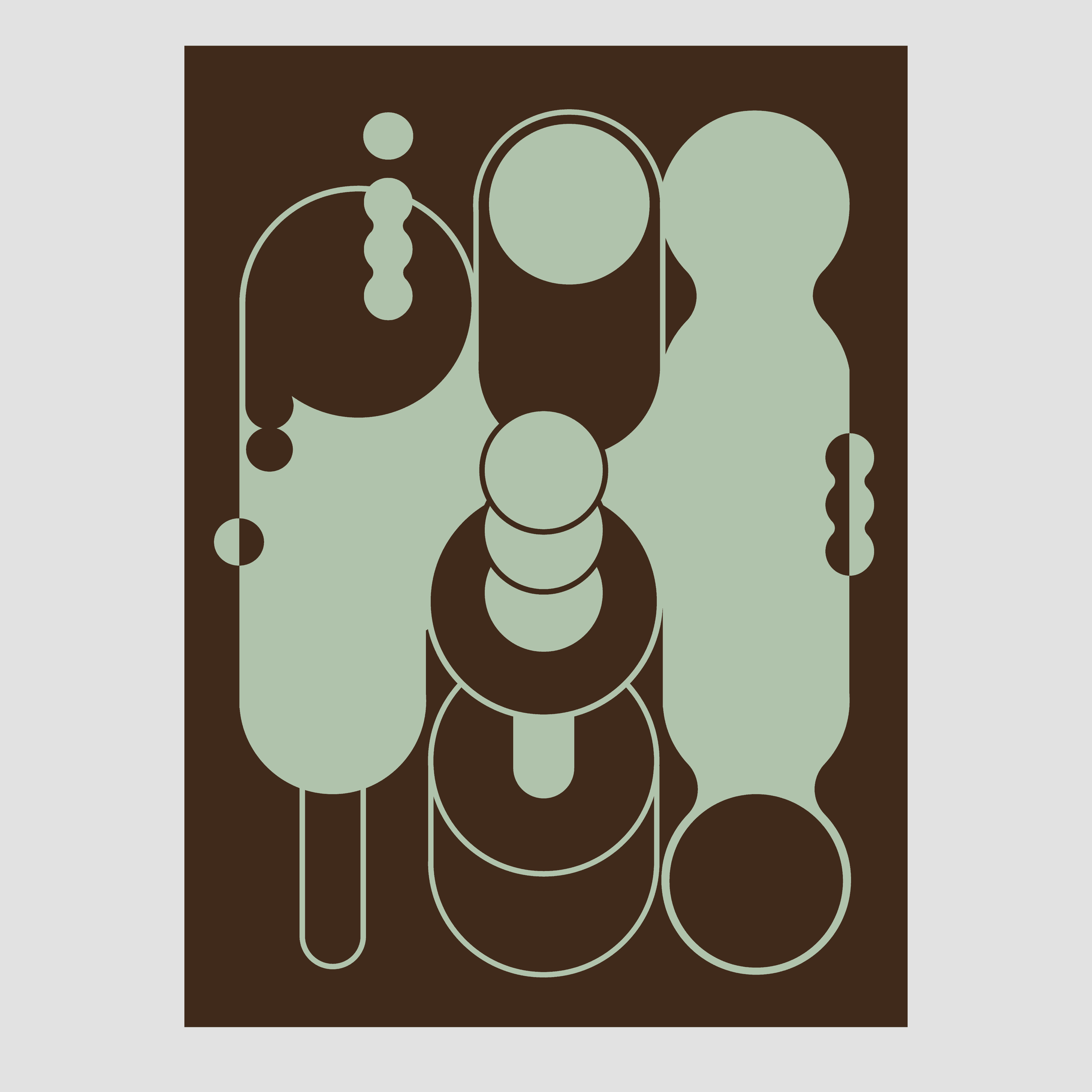 Graphic pattern design for MY TONE in brown and light green. 