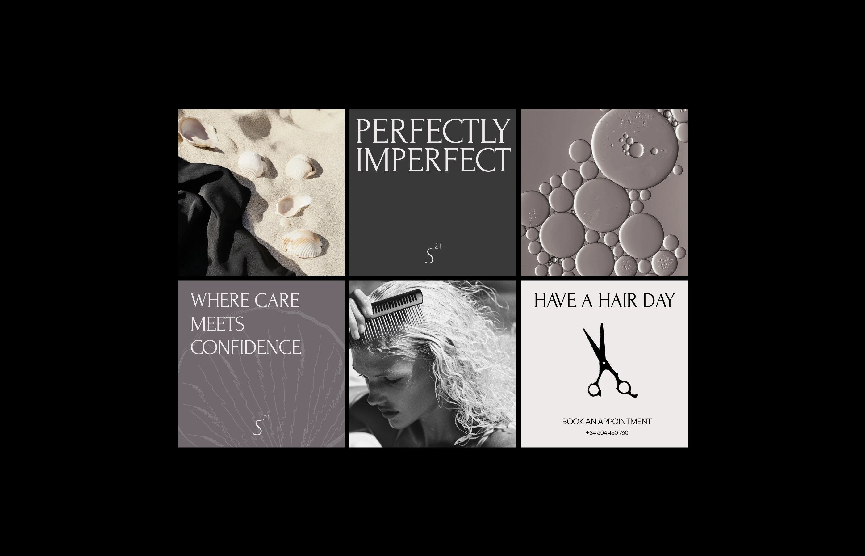 Instagram post and story templates for a beauty salon