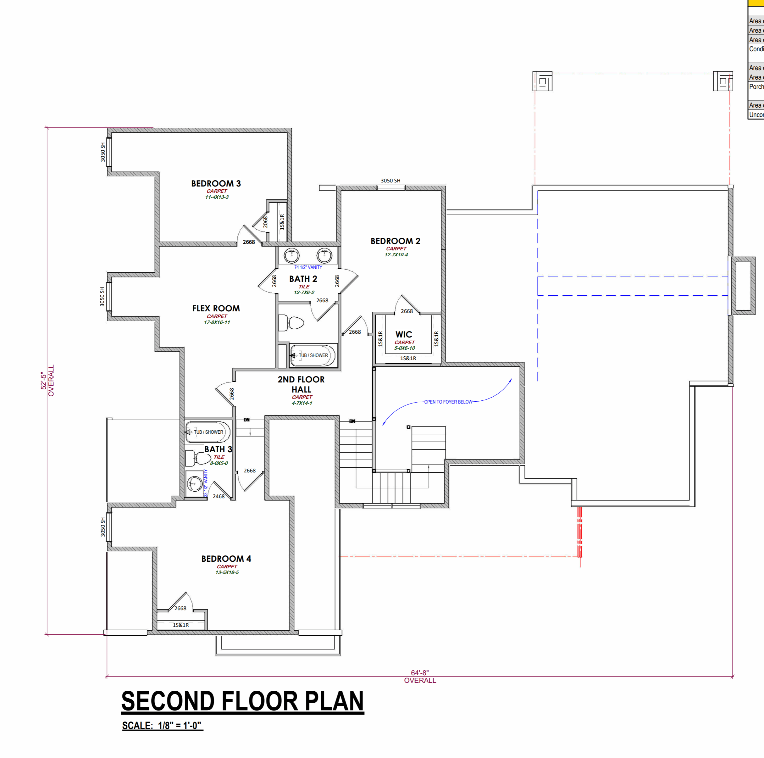 4 bed, 3.5 bath custom home floorplan