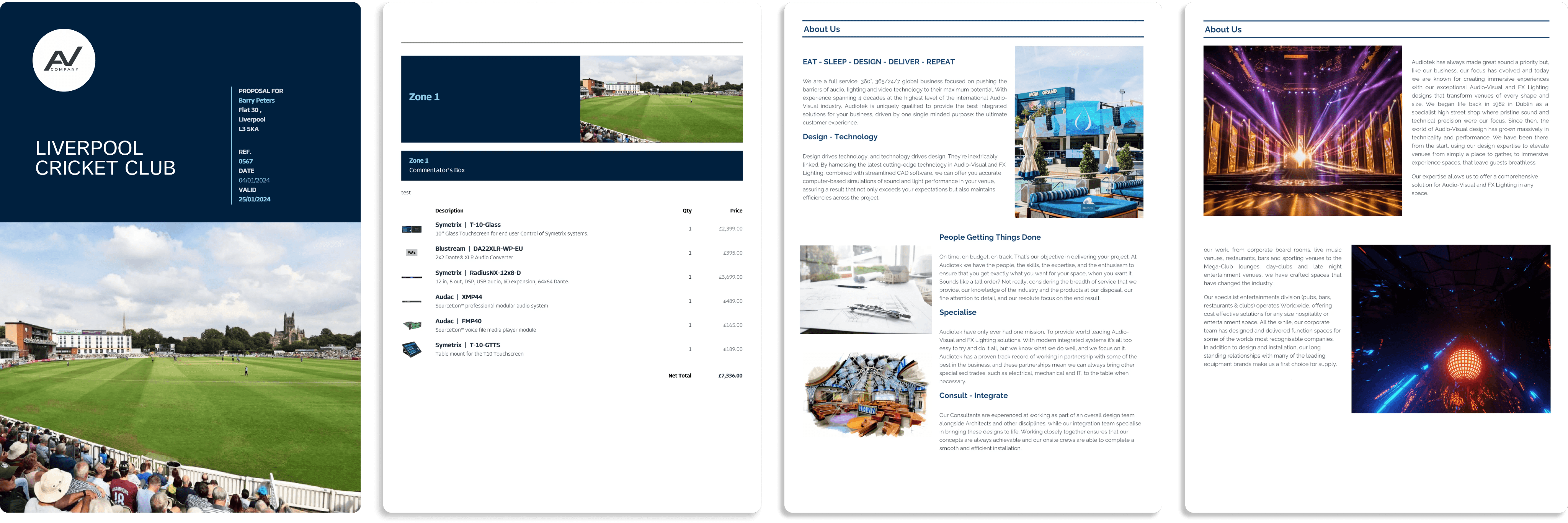 Interactive branded AV proposal for client approval in WeQuote