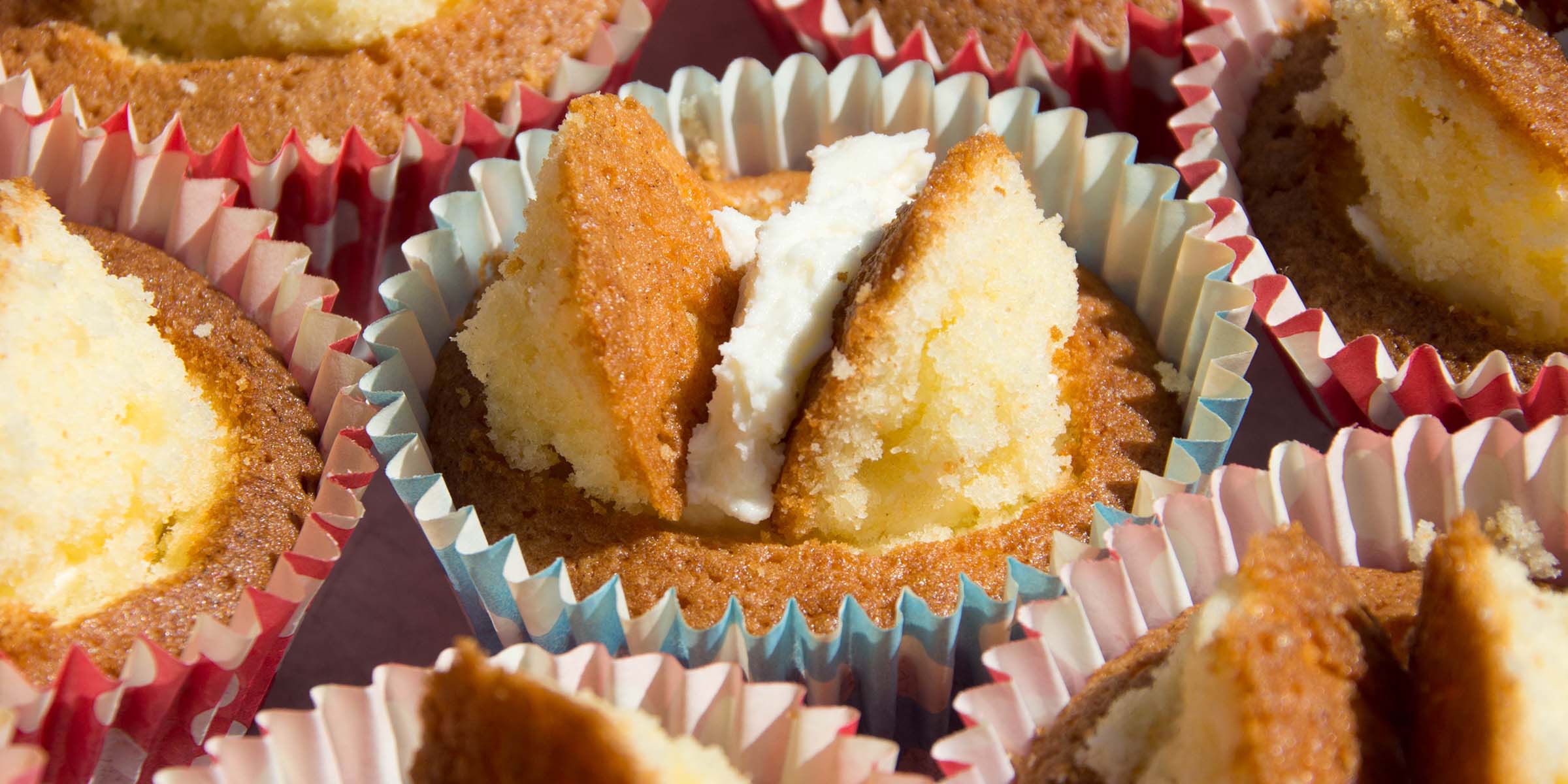 Butterfly cupcakes at a community bake sale fundraiser