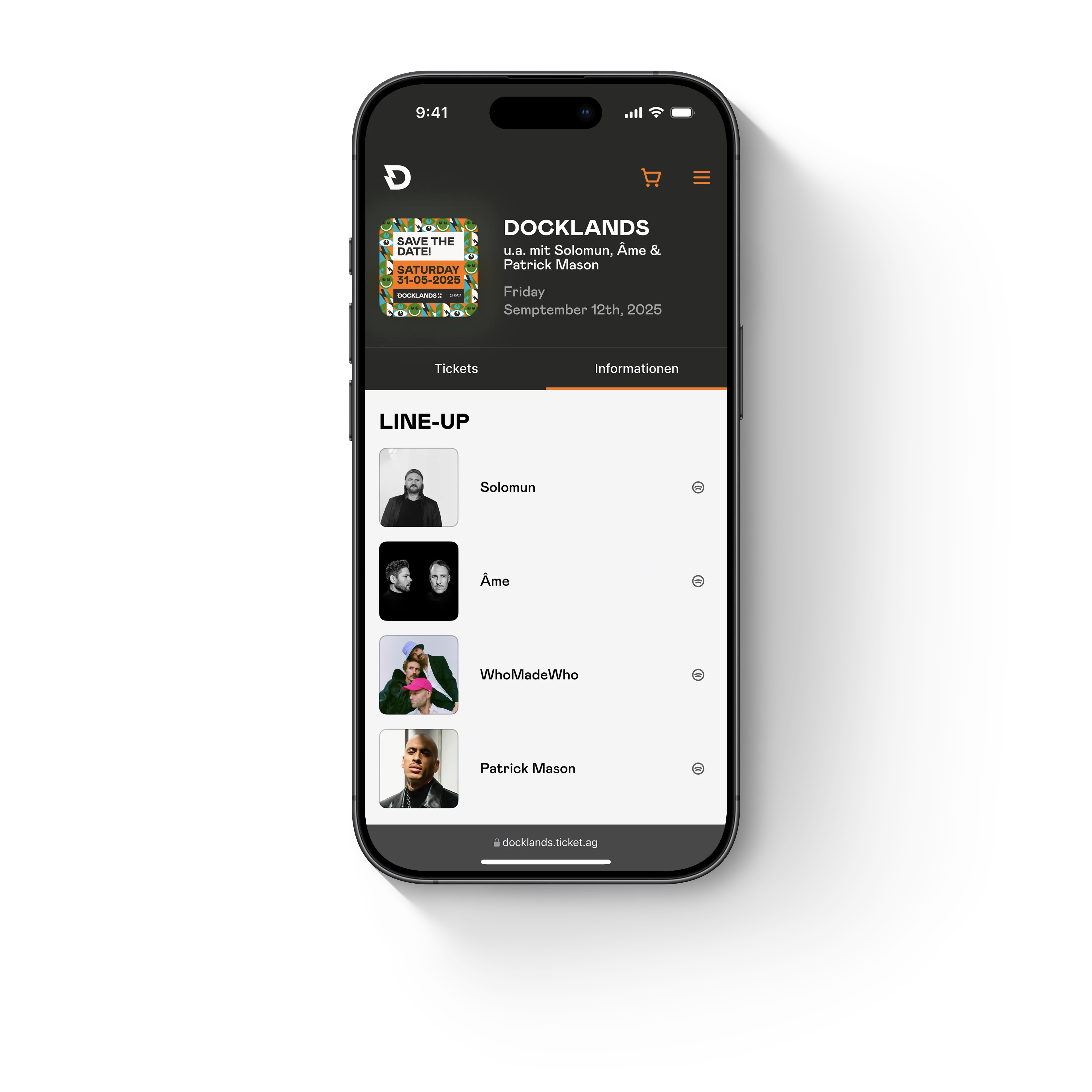 Künstler-Integration innerhalb der Event-Details des Docklands Festivals