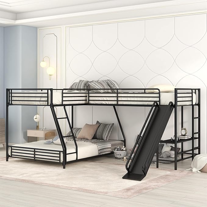 Upgrade your home or office with the 3 bed bunk bed with slide, built for style and functionality.