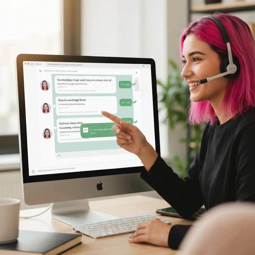 Customer service representative assisting a customer on social media, emphasizing the role of service metrics in marketing