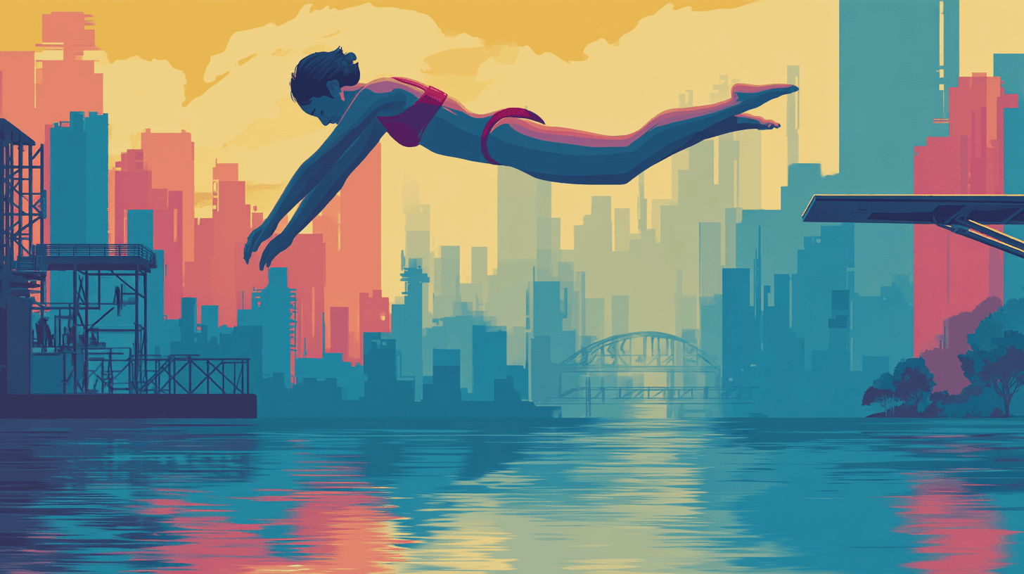 Illustration of a woman taking a dive