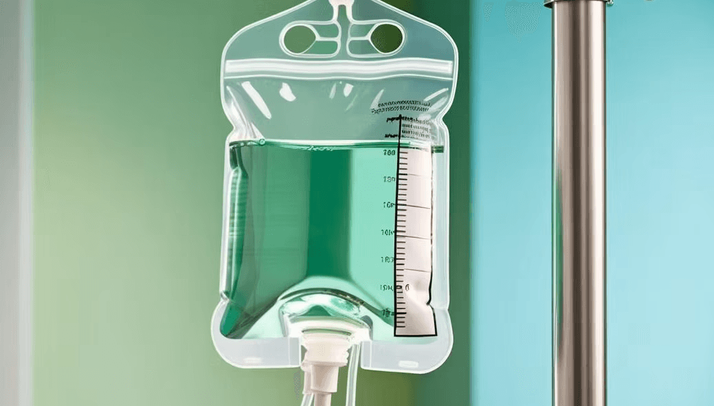 IV bag hanging on a stand
