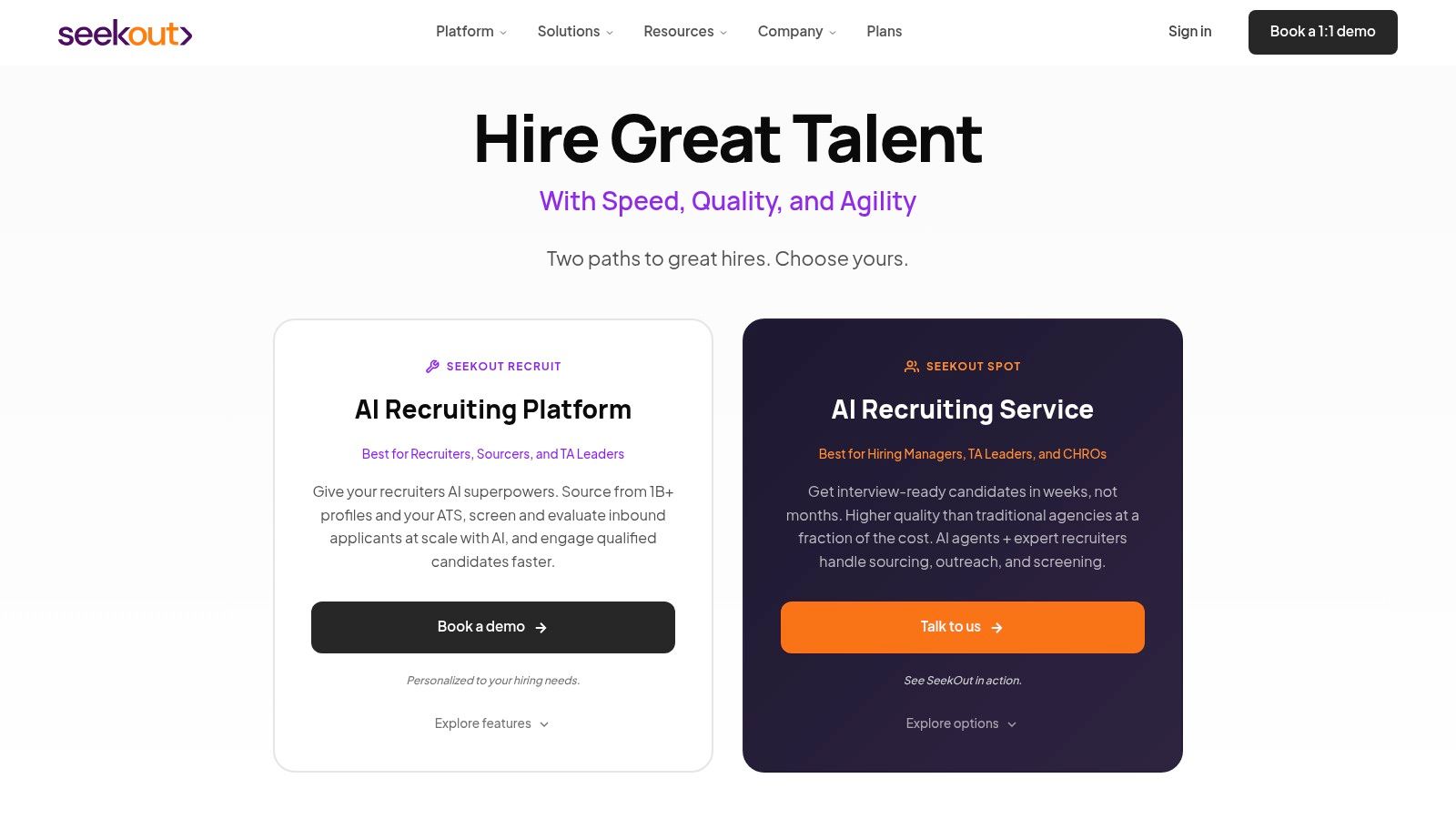 SeekOut's dashboard for finding candidates