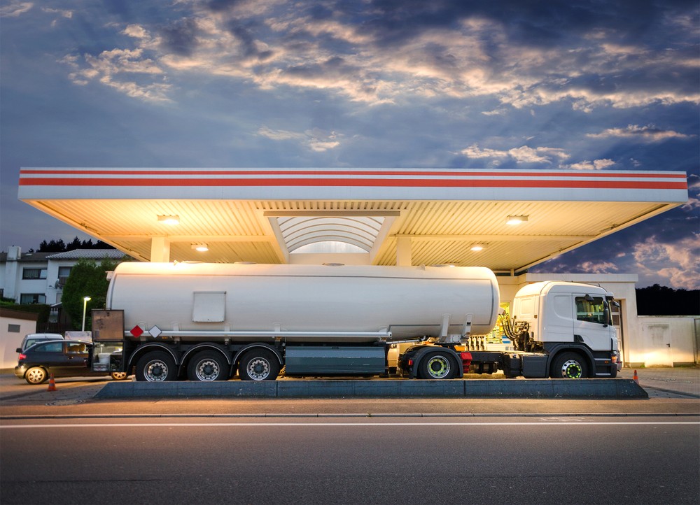 Semi Trucks at Fuel Station